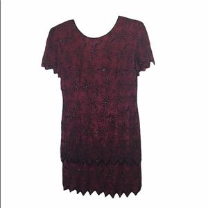 Vintage beaded silk midi dress